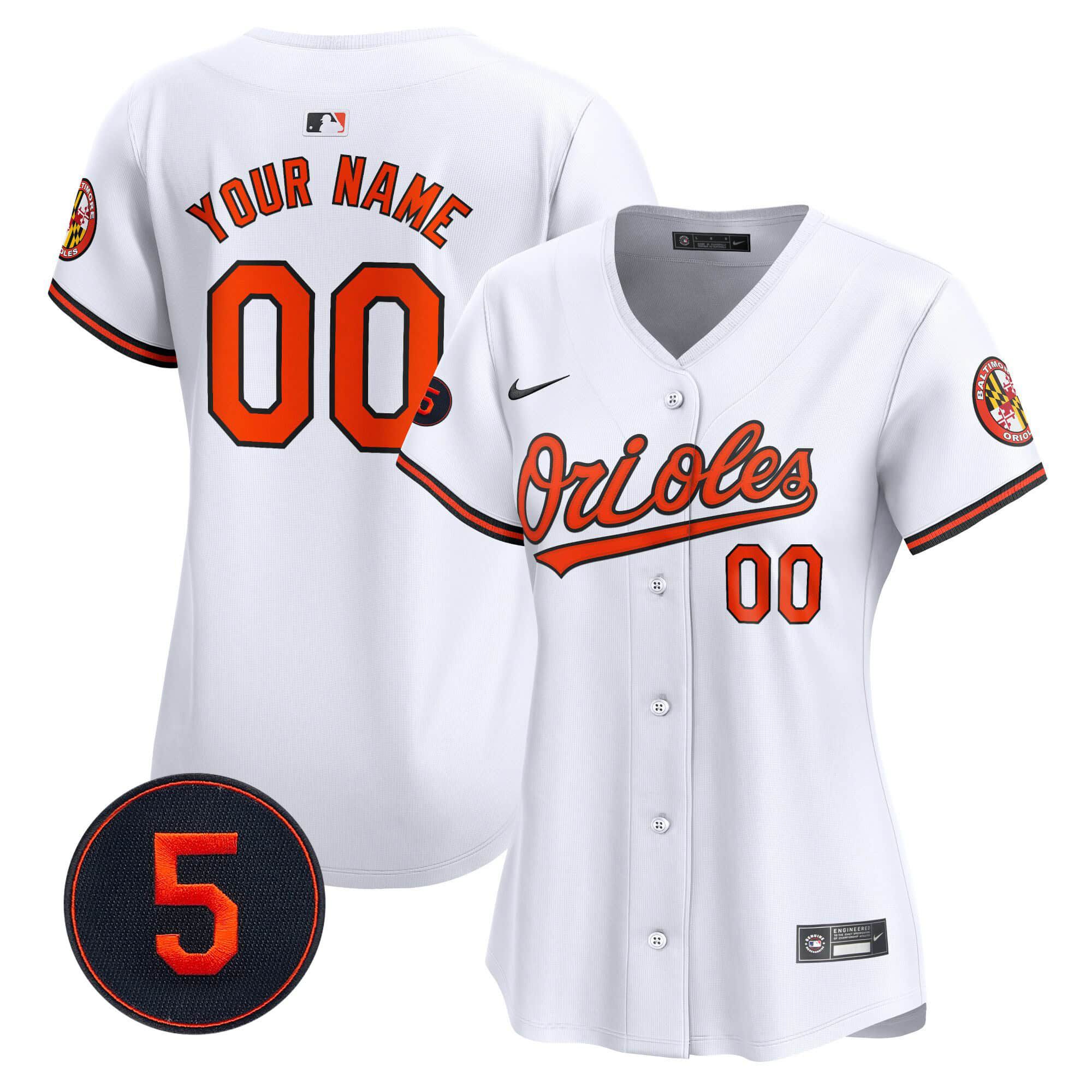 Women Baltimore Orioles White 2024 Nike Robinson Patch Vapor Premier Limited Custom MLB Jersey style 1